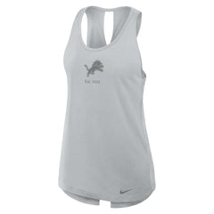 Nike Detroit Lions Women's Glory Open-Back Crisscross Dri-FIT Tank Top Gray