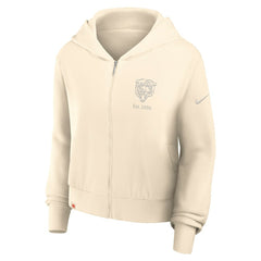 Nike Chicago Bears Women's Glory Cropped Full-Zip Hoodie Cream