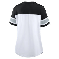 Fanatics Las Vegas Raiders Women's Athena Lace-Up V-Neck T-Shirt White/Black