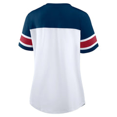 Fanatics Houston Texans Women's Athena Rhinestone Lace-Up V-Neck T-Shirt White/Navy
