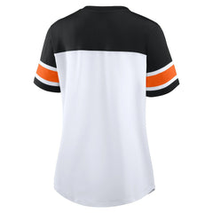 Fanatics Cincinnati Bengals Women's Athena Rhinestone Lace-Up V-Neck T-Shirt White/Black