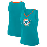 Miami Dolphins Logo Athletic Women's Stellar Win V-Neck Tank Top Aqua