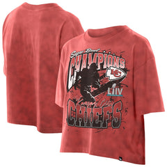 Kansas City Chiefs New Era Women's Cropped Boxy Sport Classics Mineral Wash T-Shirt Red