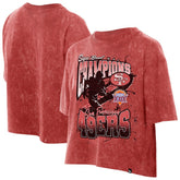 San Francisco 49ers New Era Women's Cropped Boxy Sport Classics Mineral Wash T-Shirt Scarlet