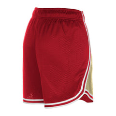 San Francisco 49ers New Era Women's Throwback Sport Classics Mesh Shorts Gold/Scarlet