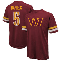 Jayden Daniels Washington Commanders Majestic Threads Name & Number Oversize Fit T-Shirt Burgundy