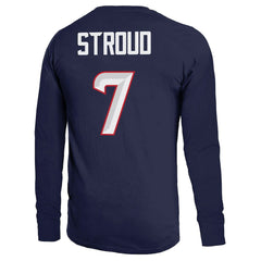 C.J. Stroud Houston Texans Majestic Threads Name & Number Non-Distressed Long Sleeve T-Shirt Navy