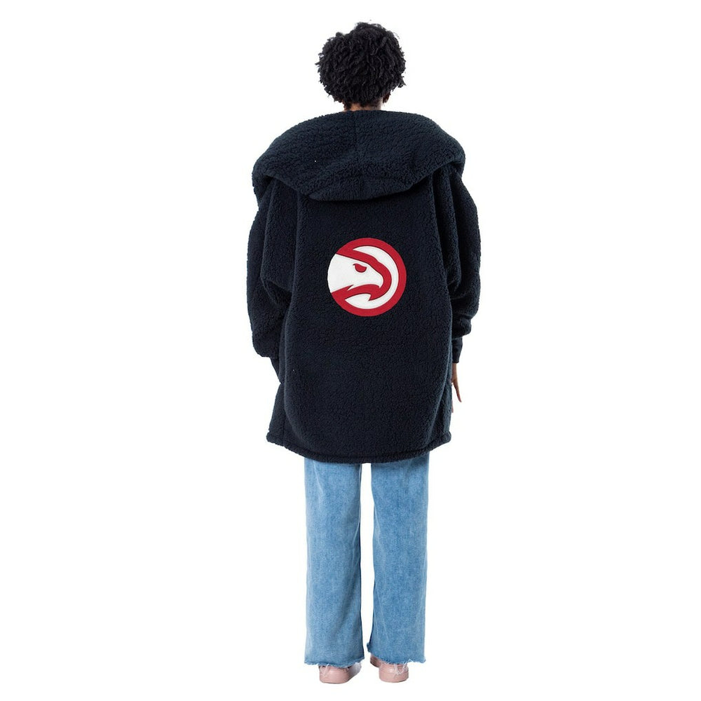 The Best Lounger in the World By Jill Martin Atlanta Hawks Unisex Black Oversized Open-Front Hoodie Sweater