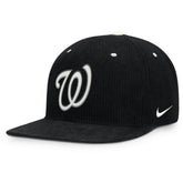 Washington Nationals Nike Pro Corduroy Structured Snapback Hat - Black - Nike Discount