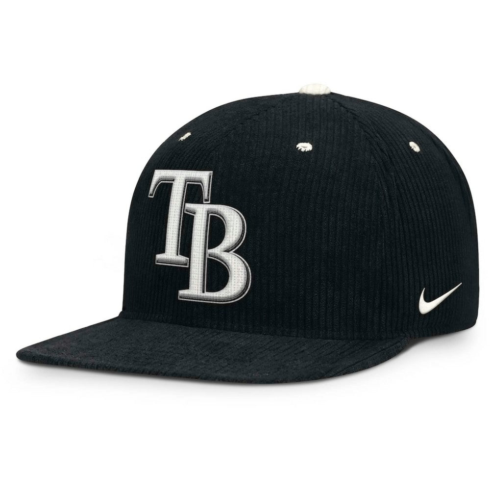 Tampa Bay Rays Nike Pro Corduroy Structured Snapback Hat - Black - Nike Lifestyle