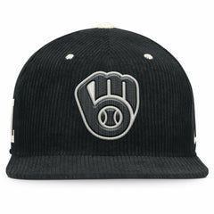 Milwaukee Brewers Nike Pro Corduroy Structured Snapback Hat - Black - Nike Online