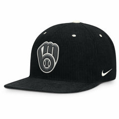 Milwaukee Brewers Nike Pro Corduroy Structured Snapback Hat - Black - Nike Online