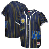 Golden State Warriors x DANNIJO Women's Fashion Baseball Jersey for sale Blue | Mitchell & Ness