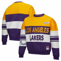 Los Angeles Lakers x DANNIJO Women's Blocked Pullover Sweatshirt Gold/Purple | Mitchell & Ness discount