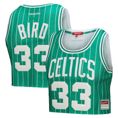 Larry Bird Boston Celtics x DANNIJO Women's Fashion Cropped Basketball Jersey Kelly Green | Mitchell & Ness outlet