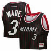 Dwyane Wade Miami Heat x DANNIJO Women's Fashion Cropped Basketball Jersey Black | Mitchell & Ness discount