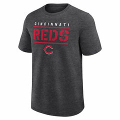 Cincinnati Reds Logo Athletic Top Notch T-Shirt - Heather Charcoal - MLB Discount