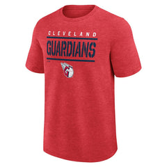 Cleveland Guardians Logo Athletic Top Notch T-Shirt - Heather Red - MLB Lifestyle