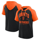San Francisco Giants Logo Athletic Prime Raglan Short Sleeve Hoodie T-Shirt - Black - MLB Online