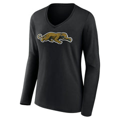 Jacksonville Jaguars Women's Classic Logo Long Sleeve V-Neck T-Shirt Black