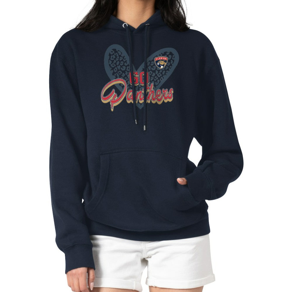 Florida Panthers G-III 4Her by Carl Banks Women's Animal Print Heart Fleece Pullover Hoodie - Navy - NHL 202213943