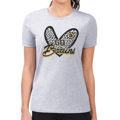 Boston Bruins G-III 4Her by Carl Banks Women's Super-Slim Fit Lightweight Animal Print Heart T-Shirt - Heather Gray - NHL 202214075