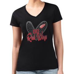 Detroit Red Wings G-III 4Her by Carl Banks Women's Super-Slim Fit Lightweight Animal Print Heart V-Neck T-Shirt - Black - NHL 202214176