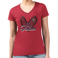 Florida Panthers G-III 4Her by Carl Banks Women's Super-Slim Fit Lightweight Animal Print Heart V-Neck T-Shirt - Red - NHL 202214222
