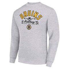 Boston Bruins Starter Stick And Puck Logo Fleece Pullover Sweatshirt - Heather Gray - NHL 202215816