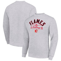 Calgary Flames Starter Stick And Puck Logo Fleece Pullover Sweatshirt - Heather Gray - NHL 202215818