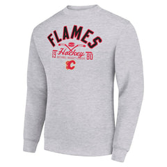 Calgary Flames Starter Stick And Puck Logo Fleece Pullover Sweatshirt - Heather Gray - NHL 202215818