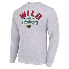 Minnesota Wild Starter Stick And Puck Logo Fleece Pullover Sweatshirt - Heather Gray - NHL 202215829