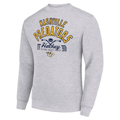 Nashville Predators Starter Stick And Puck Logo Fleece Pullover Sweatshirt - Heather Gray - NHL 202215832
