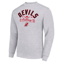 New Jersey Devils Starter Stick And Puck Logo Fleece Pullover Sweatshirt - Heather Gray - NHL 202215834