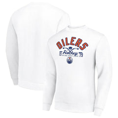 Edmonton Oilers Starter Stick And Puck Logo Fleece Pullover Sweatshirt - White - NHL 202215835