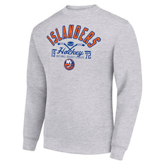 New York Islanders Starter Stick And Puck Logo Fleece Pullover Sweatshirt - Heather Gray - NHL 202215836