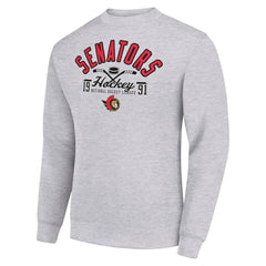 Ottawa Senators Starter Stick And Puck Logo Fleece Pullover Sweatshirt - Heather Gray - NHL 202215844