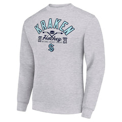 Seattle Kraken Starter Stick And Puck Logo Fleece Pullover Sweatshirt - Heather Gray - NHL 202215850