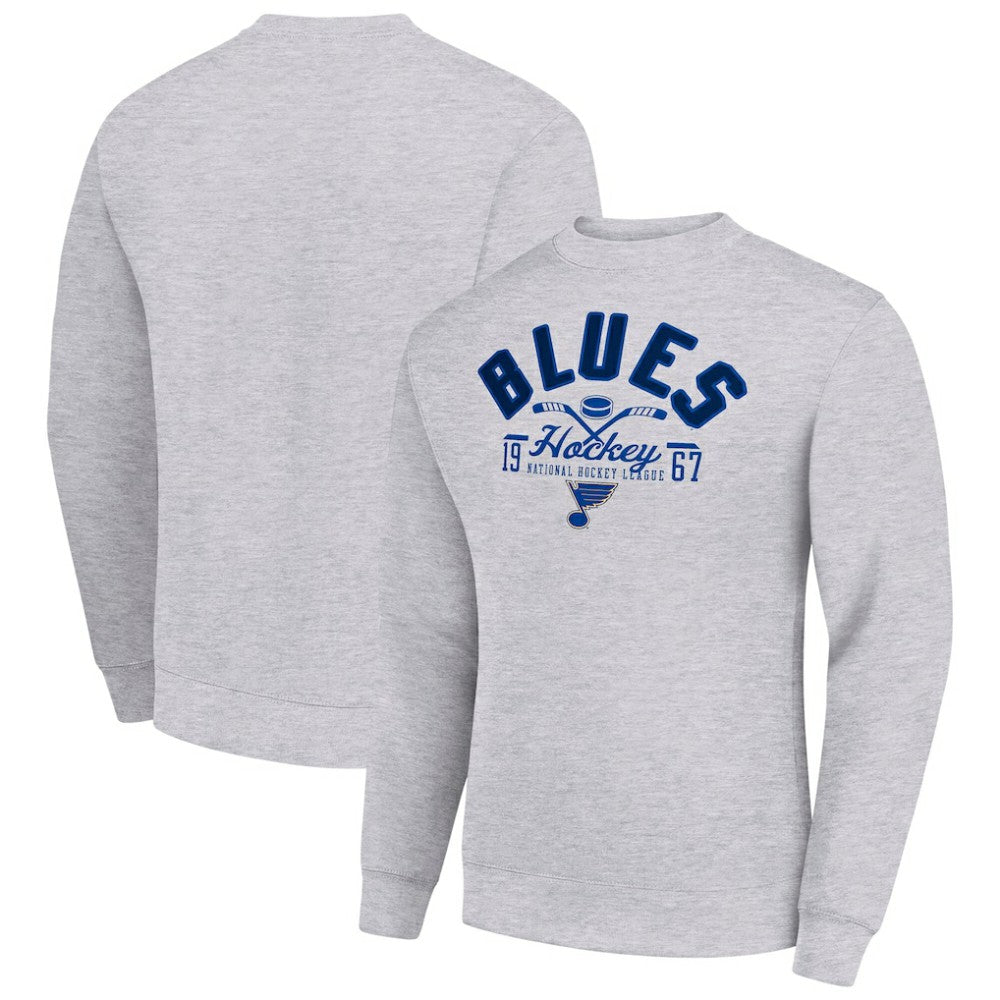 St. Louis Blues Starter Stick And Puck Logo Fleece Pullover Sweatshirt - Heather Gray - NHL 202215854