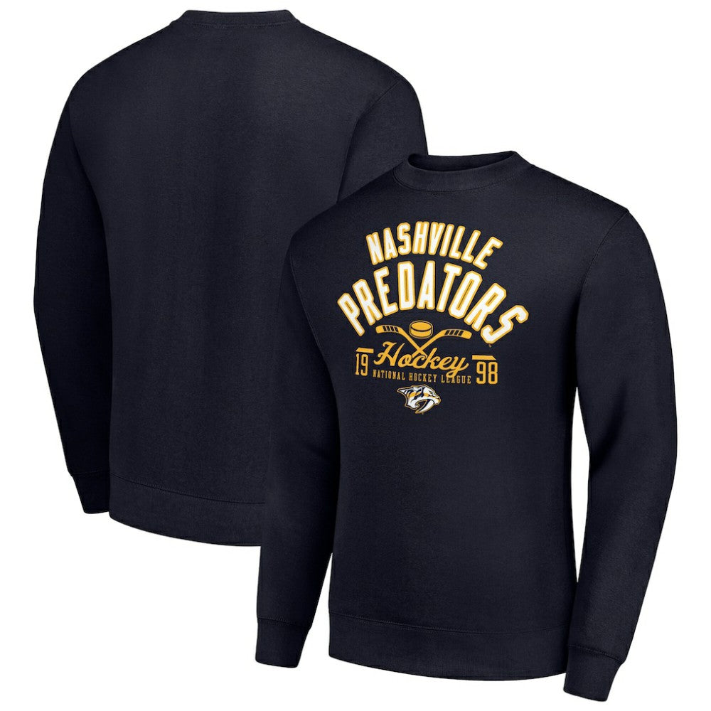 Nashville Predators Starter Stick And Puck Logo Fleece Pullover Sweatshirt - Navy - NHL 202215868