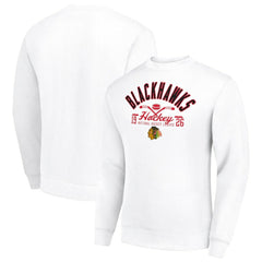 Chicago Blackhawks Starter Stick And Puck Logo Fleece Pullover Sweatshirt - White - NHL 202215892