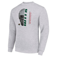 Minnesota Wild Starter Half Helmet Team Logo Pullover Sweatshirt - Heather Gray - NHL 202216033