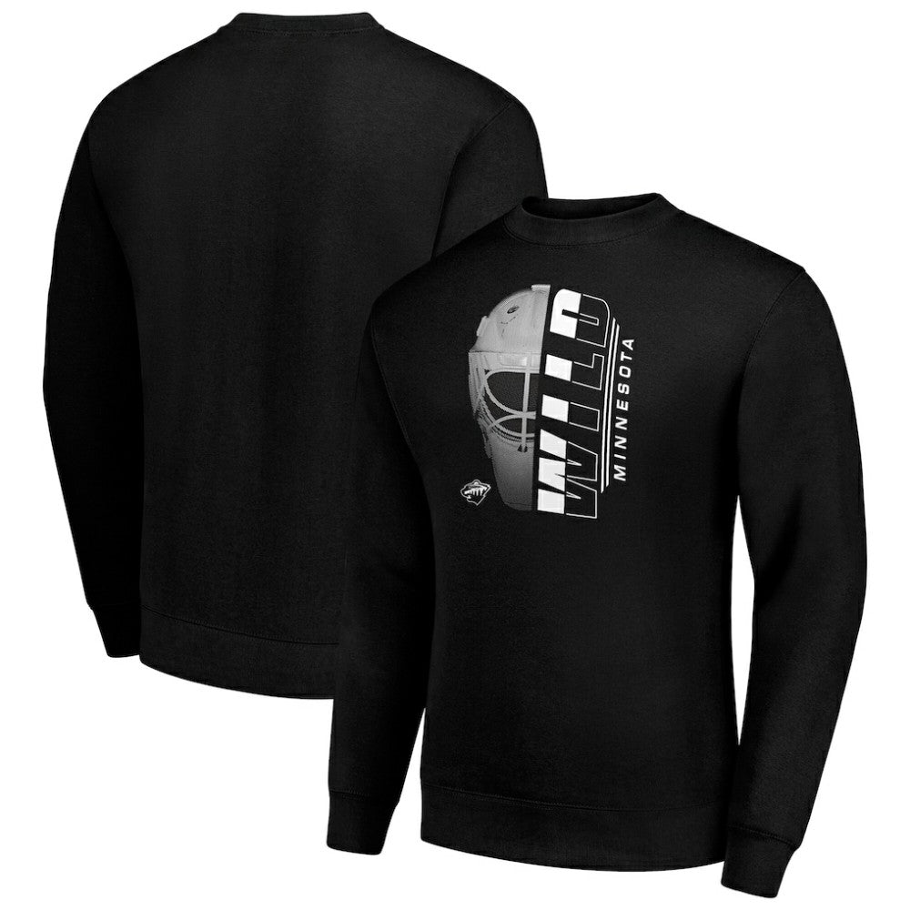 Minnesota Wild Starter Half Helmet Team Logo Pullover Sweatshirt - Black - NHL 202216056