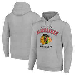 Chicago Blackhawks Starter Logo Pullover Hoodie - Heather Gray - NHL 202216325