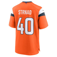 Nike Justin Strnad Denver Broncos Team Game Jersey Orange