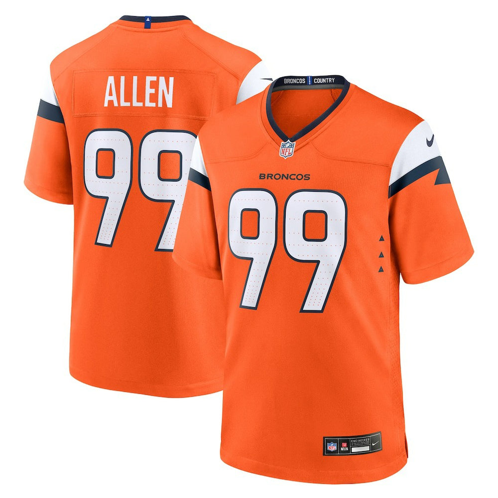 Nike Zach Allen Denver Broncos Team Game Jersey Orange