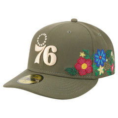 Philadelphia 76ers Tonal Florals 59FIFTY Fitted Hat Olive | New Era outlet