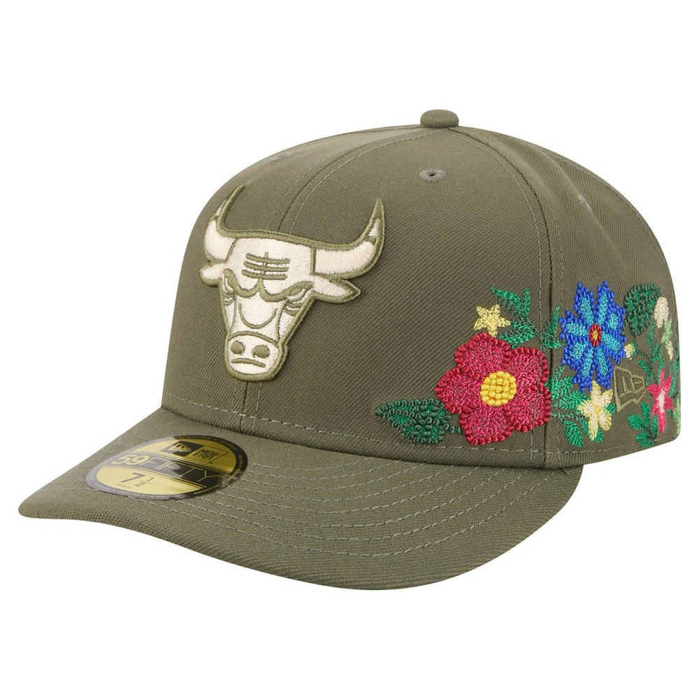 Chicago Bulls Tonal Florals 59FIFTY Fitted Hat Olive | New Era outlet