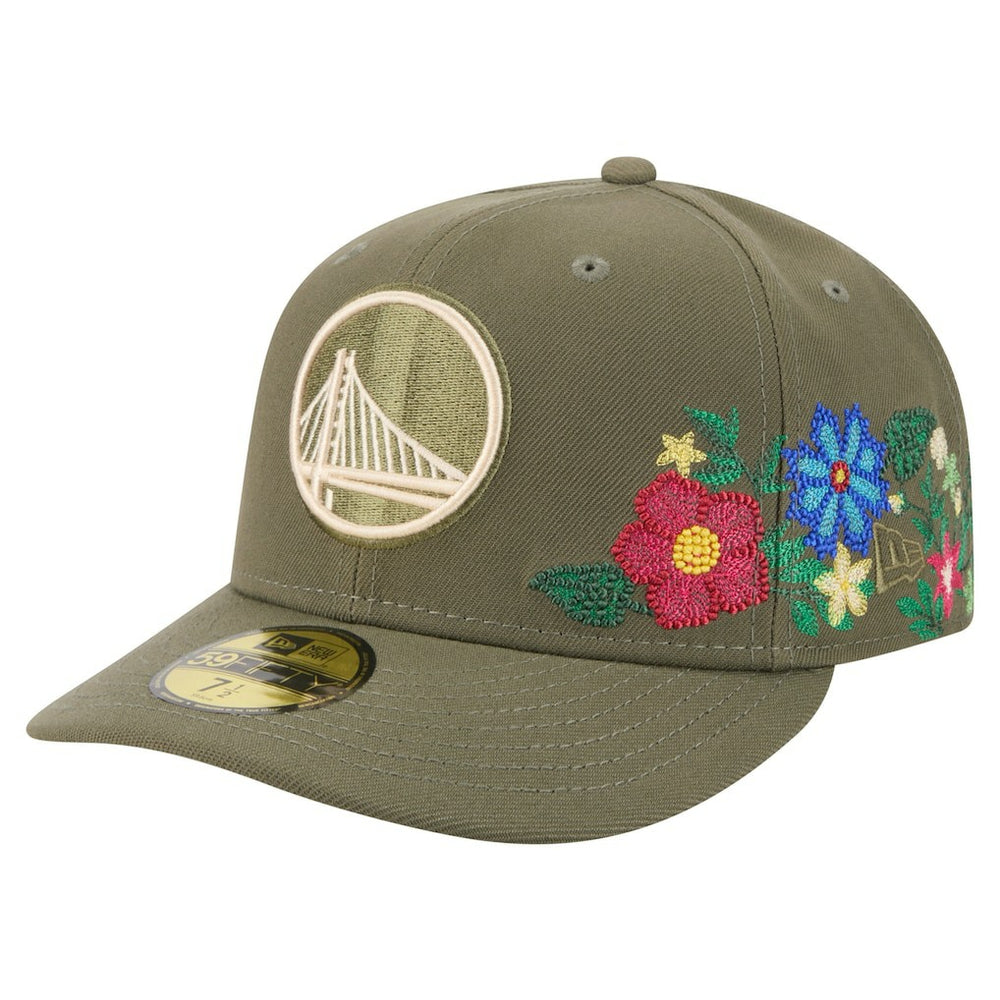 Golden State Warriors Tonal Florals 59FIFTY Fitted Hat for sale Olive | New Era for sale