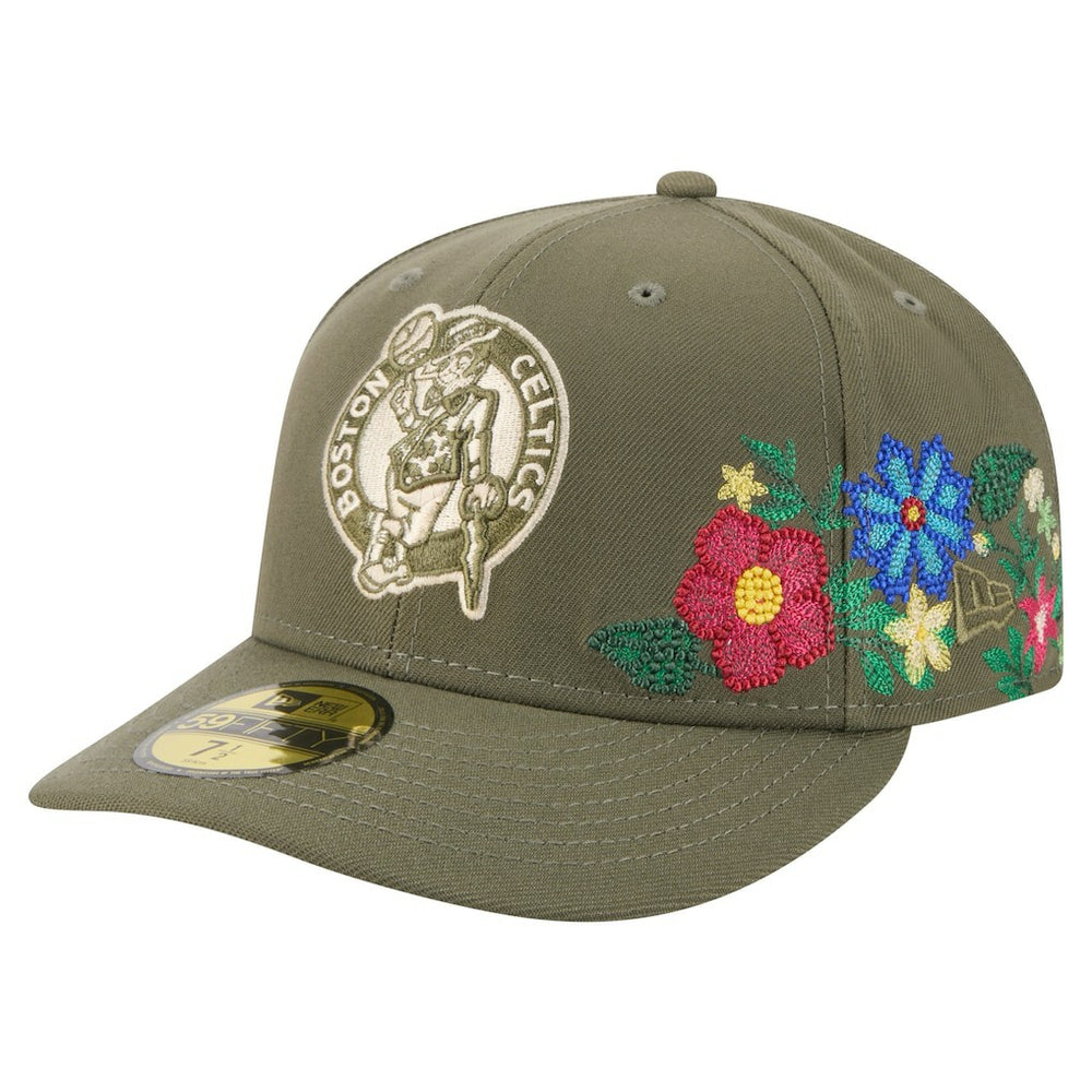 Boston Celtics Tonal Florals 59FIFTY Fitted Hat Olive | New Era